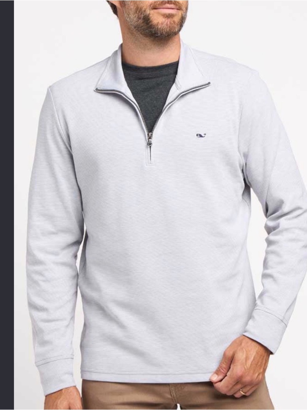 Vineyard Vines Men’s Saltwater Quarter-Zip Pullover Light Gray Size Large L